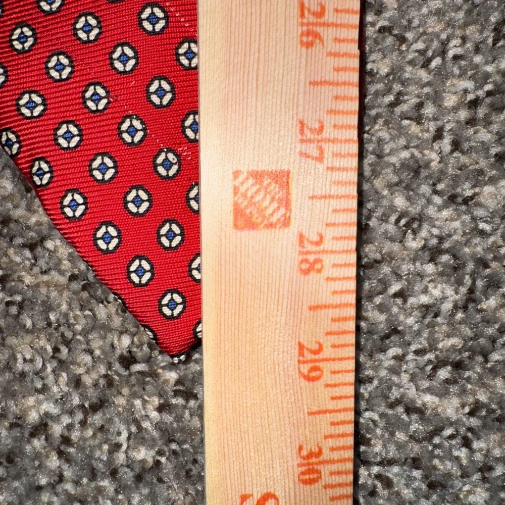 Vintage Polo‎ Ralph Lauren Silk Tie Red Geometric Medallion Handmade USA